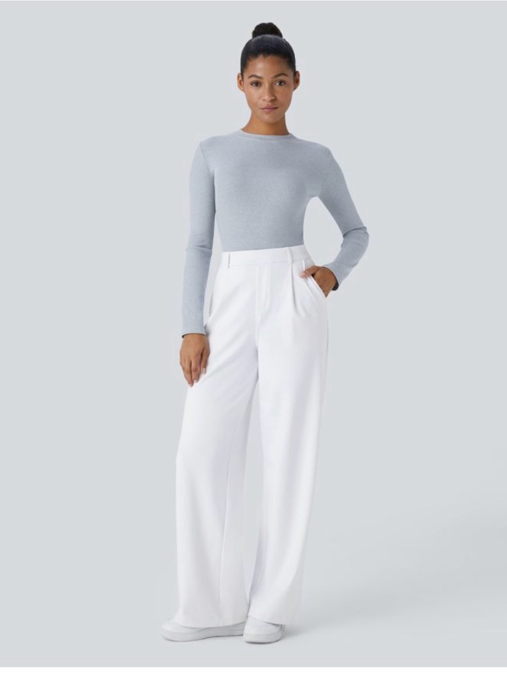 🔥🤍RARE FIND🤍🔥NWT HALARA White Wide Leg High-Waist Trousers, XXL/1X